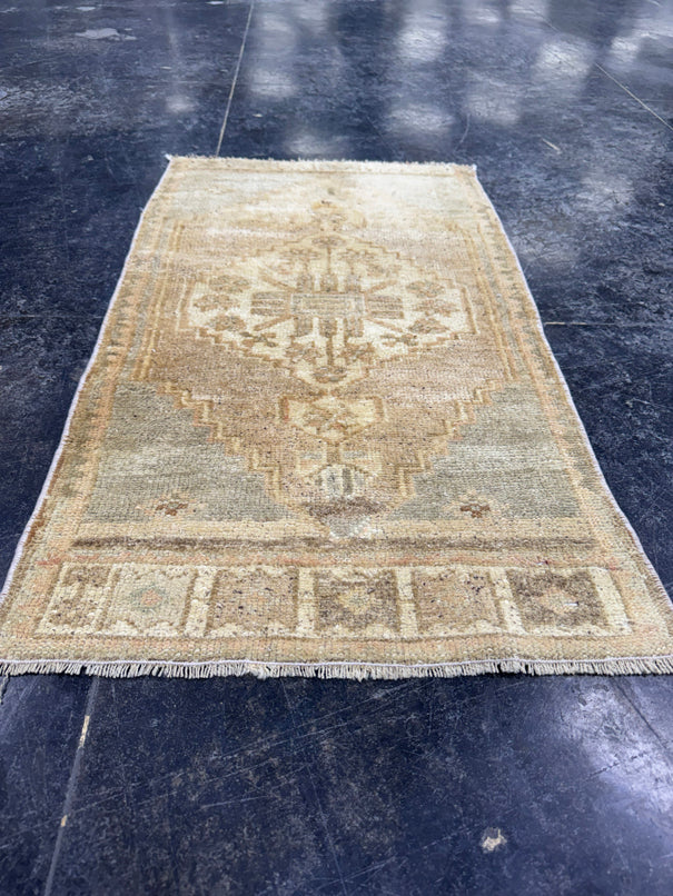 Turkish Mini Rug Oriental Hand Knotted Vintage Rug  1'9'' x  3' #12256