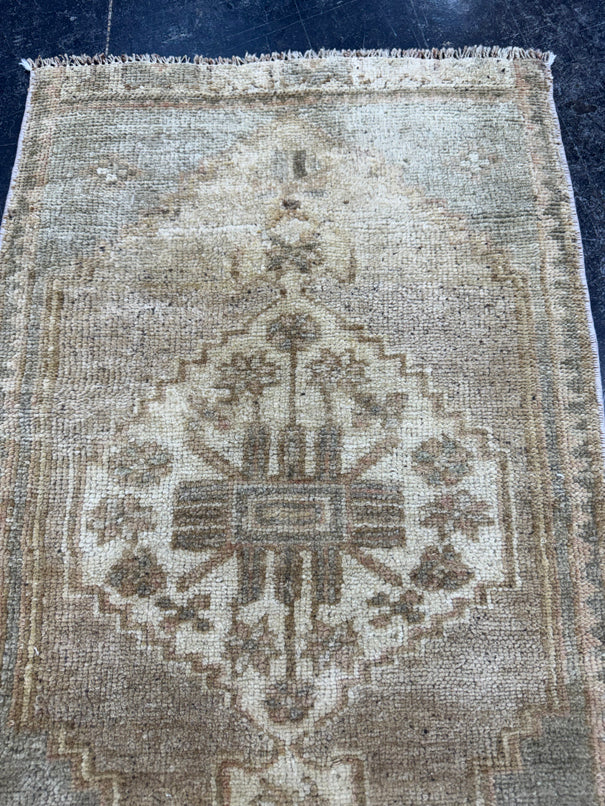 Turkish Mini Rug Oriental Hand Knotted Vintage Rug  1'9'' x  3' #12256