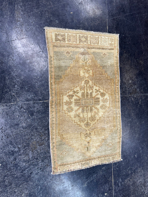 Turkish Mini Rug Oriental Hand Knotted Vintage Rug  1'9'' x  3' #12256