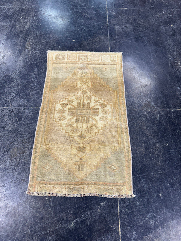 Turkish Mini Rug Oriental Hand Knotted Vintage Rug  1'9'' x  3' #12256