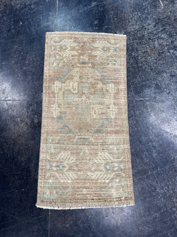 Turkish Mini Rug Oriental Hand Knotted Vintage Rug  1'5'' x  3' #12255