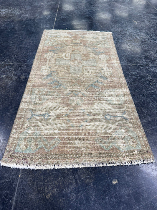 Turkish Mini Rug Oriental Hand Knotted Vintage Rug  1'5'' x  3' #12255