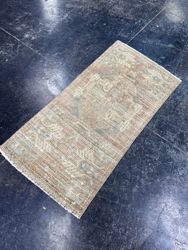 Turkish Mini Rug Oriental Hand Knotted Vintage Rug  1'5'' x  3' #12255