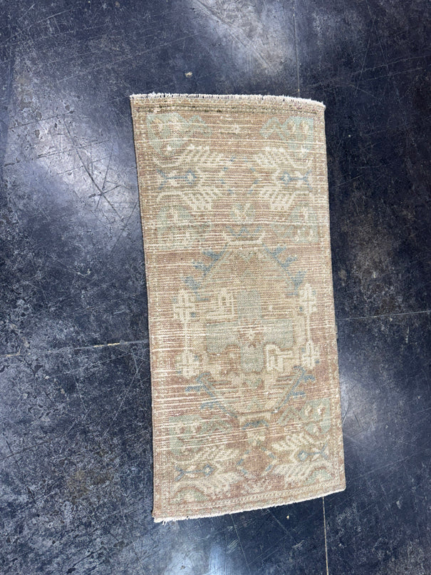 Turkish Mini Rug Oriental Hand Knotted Vintage Rug  1'5'' x  3' #12255