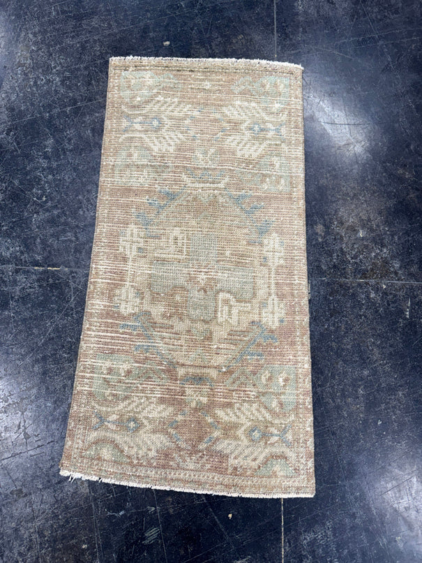 Turkish Mini Rug Oriental Hand Knotted Vintage Rug  1'5'' x  3' #12255