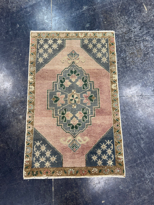 Turkish Mini Rug Oriental Hand Knotted Vintage Rug  1'9'' x  2'9'' #12254