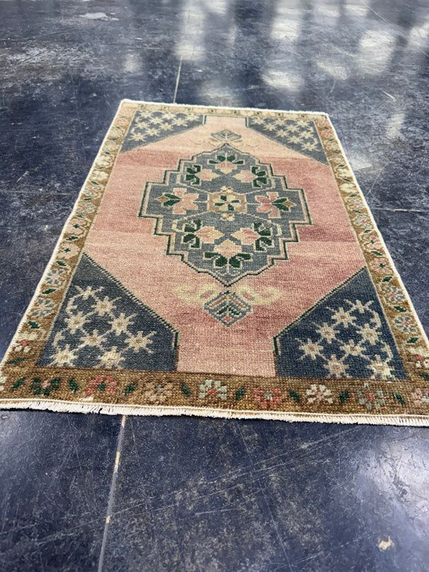 Turkish Mini Rug Oriental Hand Knotted Vintage Rug  1'9'' x  2'9'' #12254