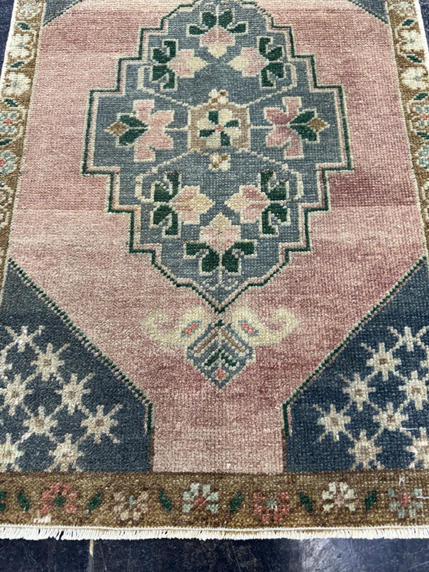 Turkish Mini Rug Oriental Hand Knotted Vintage Rug  1'9'' x  2'9'' #12254