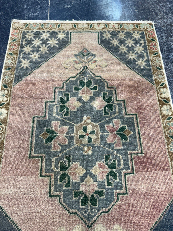 Turkish Mini Rug Oriental Hand Knotted Vintage Rug  1'9'' x  2'9'' #12254
