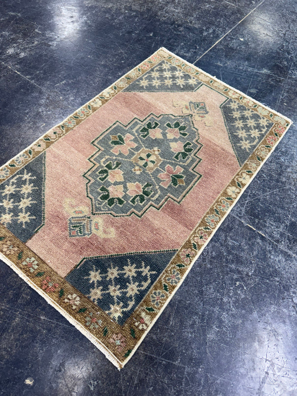 Turkish Mini Rug Oriental Hand Knotted Vintage Rug  1'9'' x  2'9'' #12254