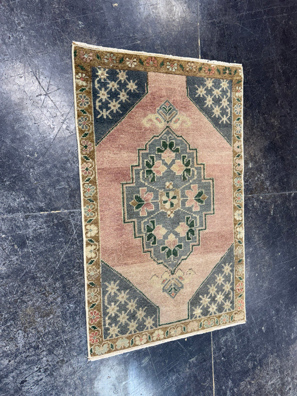 Turkish Mini Rug Oriental Hand Knotted Vintage Rug  1'9'' x  2'9'' #12254