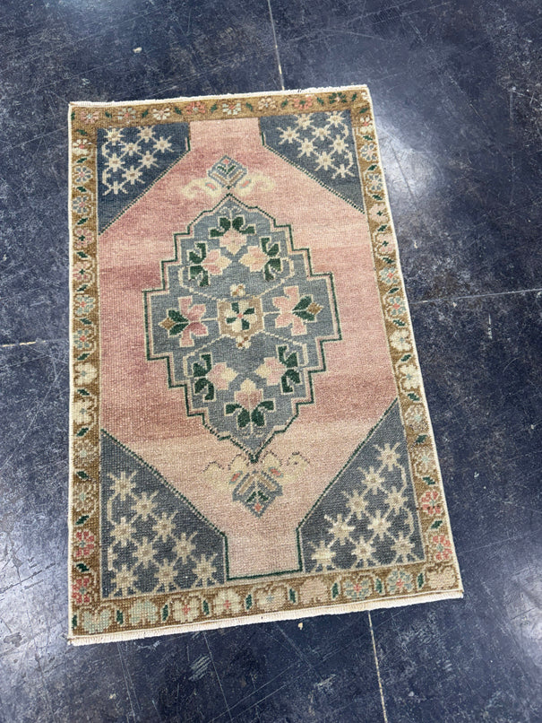 Turkish Mini Rug Oriental Hand Knotted Vintage Rug  1'9'' x  2'9'' #12254