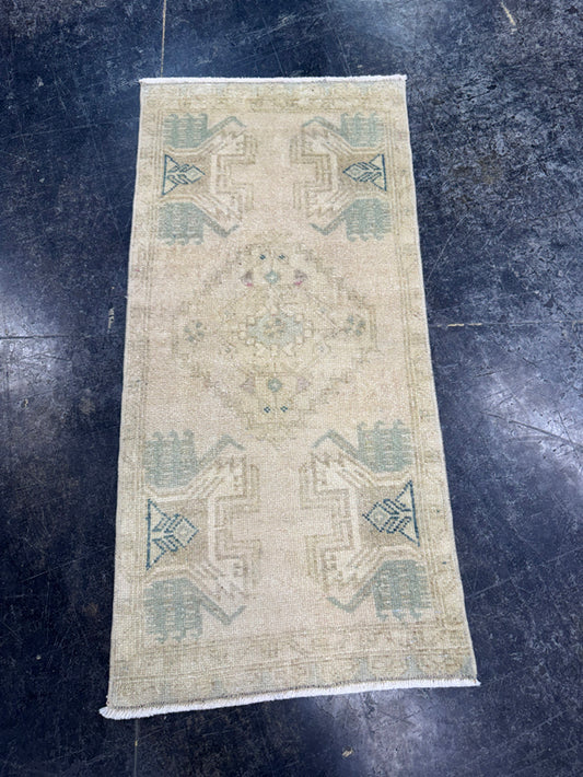 Turkish Mini Rug Oriental Hand Knotted Vintage Rug  1'6'' x  3'1'' #12253
