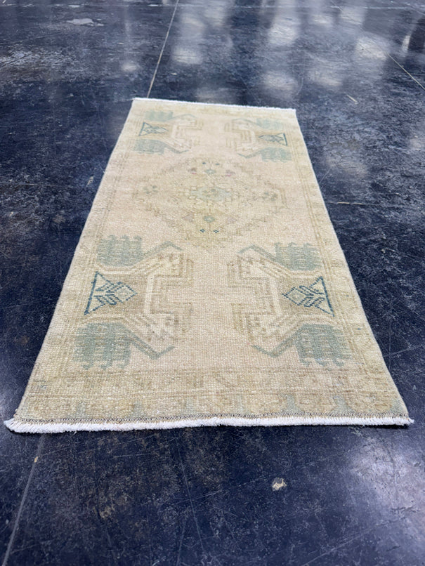 Turkish Mini Rug Oriental Hand Knotted Vintage Rug  1'6'' x  3'1'' #12253
