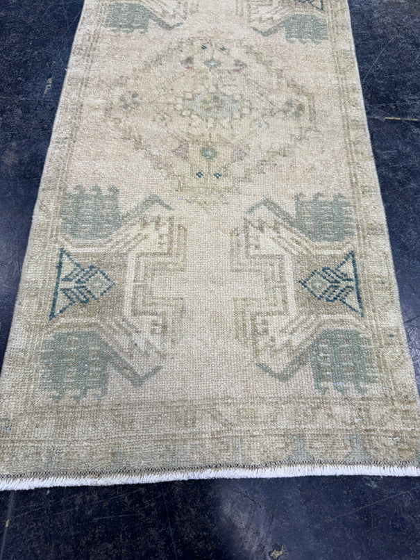 Turkish Mini Rug Oriental Hand Knotted Vintage Rug  1'6'' x  3'1'' #12253