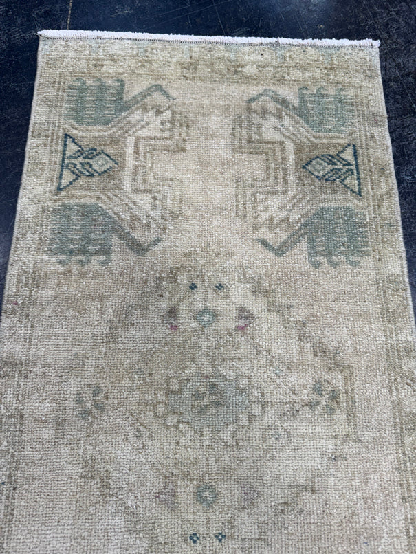 Turkish Mini Rug Oriental Hand Knotted Vintage Rug  1'6'' x  3'1'' #12253