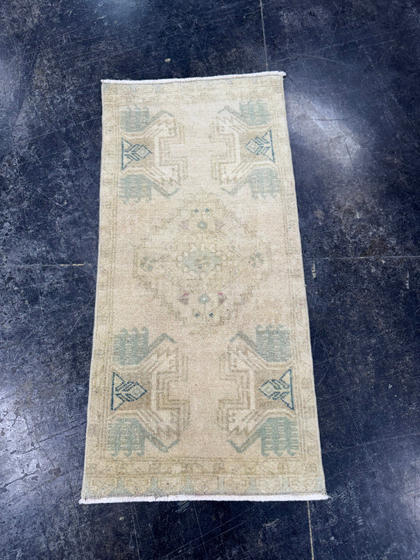 Turkish Mini Rug Oriental Hand Knotted Vintage Rug  1'6'' x  3'1'' #12253