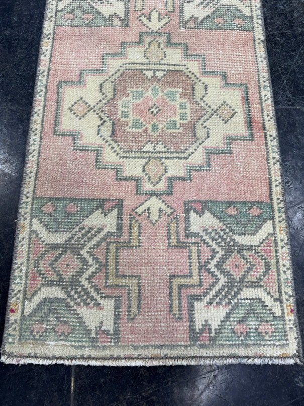 Turkish Mini Rug Oriental Hand Knotted Vintage Rug  1'7'' x  3' #12252