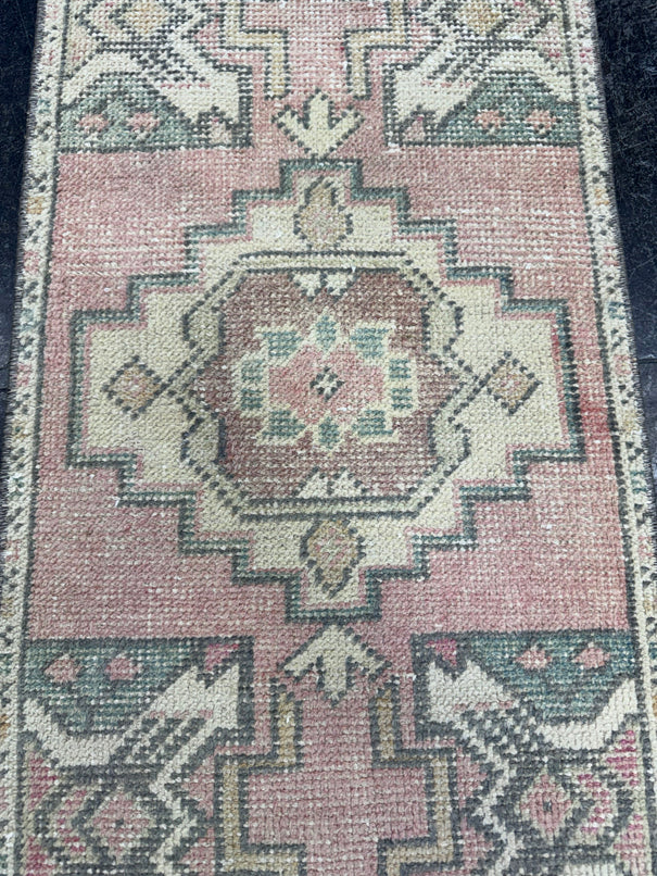 Turkish Mini Rug Oriental Hand Knotted Vintage Rug  1'7'' x  3' #12252