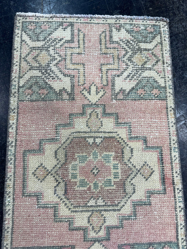 Turkish Mini Rug Oriental Hand Knotted Vintage Rug  1'7'' x  3' #12252