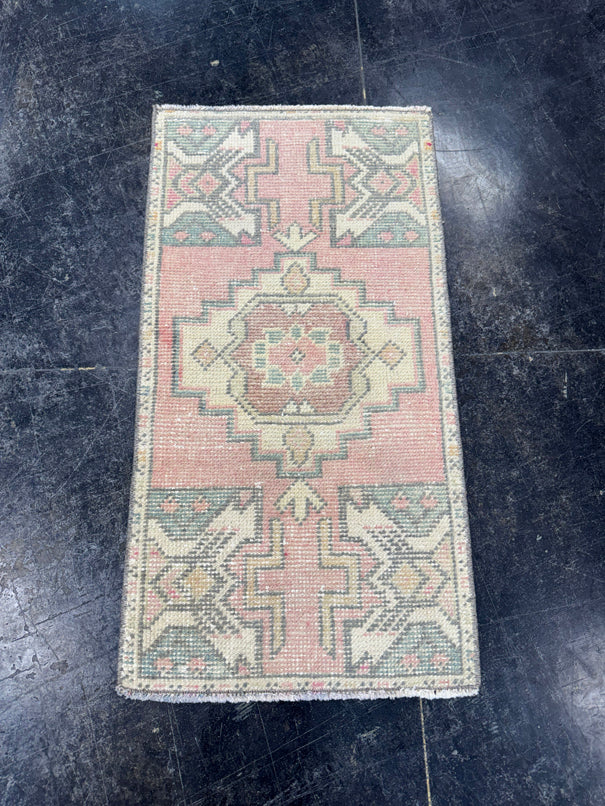Turkish Mini Rug Oriental Hand Knotted Vintage Rug  1'7'' x  3' #12252