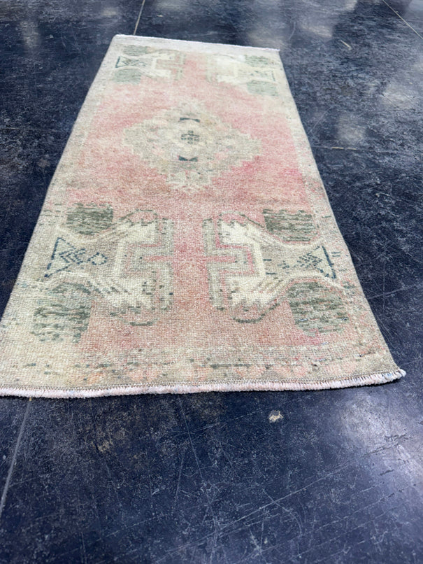 Turkish Mini Rug Oriental Hand Knotted Vintage Rug  1'6'' x  3'4'' #12251