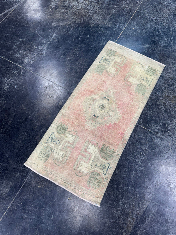 Turkish Mini Rug Oriental Hand Knotted Vintage Rug  1'6'' x  3'4'' #12251