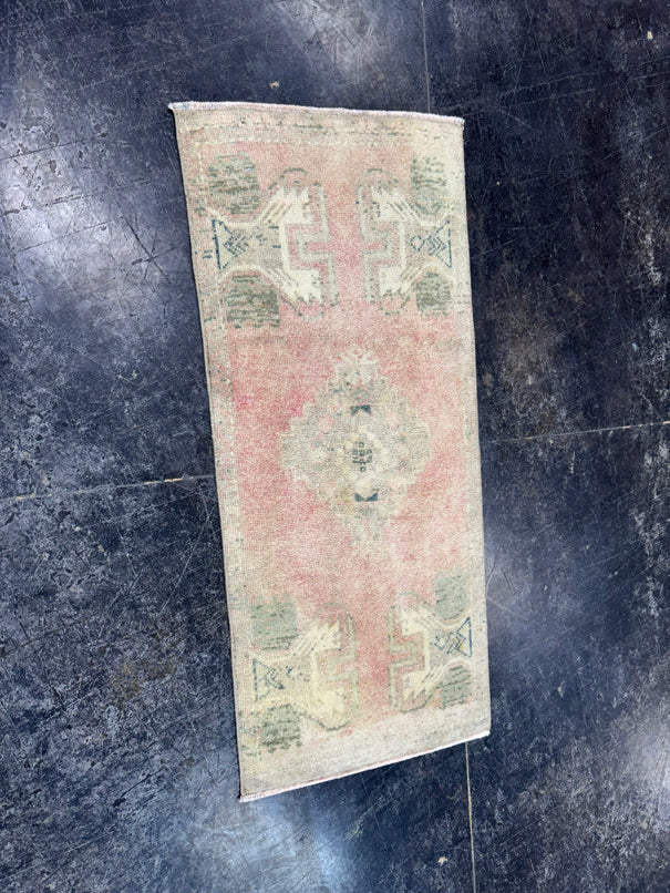 Turkish Mini Rug Oriental Hand Knotted Vintage Rug  1'6'' x  3'4'' #12251