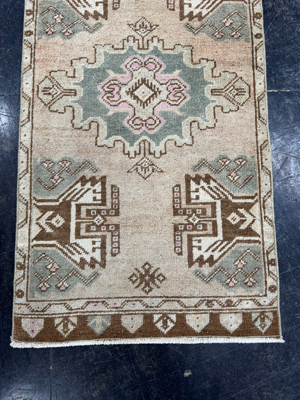 Turkish Mini Rug Oriental Hand Knotted Vintage Rug  1'8'' x  3' #12245