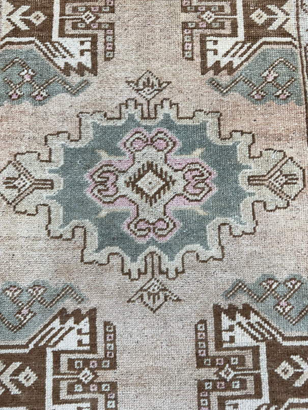 Turkish Mini Rug Oriental Hand Knotted Vintage Rug  1'8'' x  3' #12245