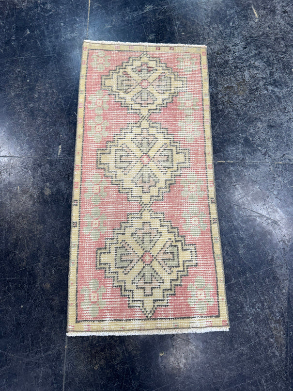 Turkish Mini Rug Oriental Hand Knotted Vintage Rug  1'5'' x  3' #12246