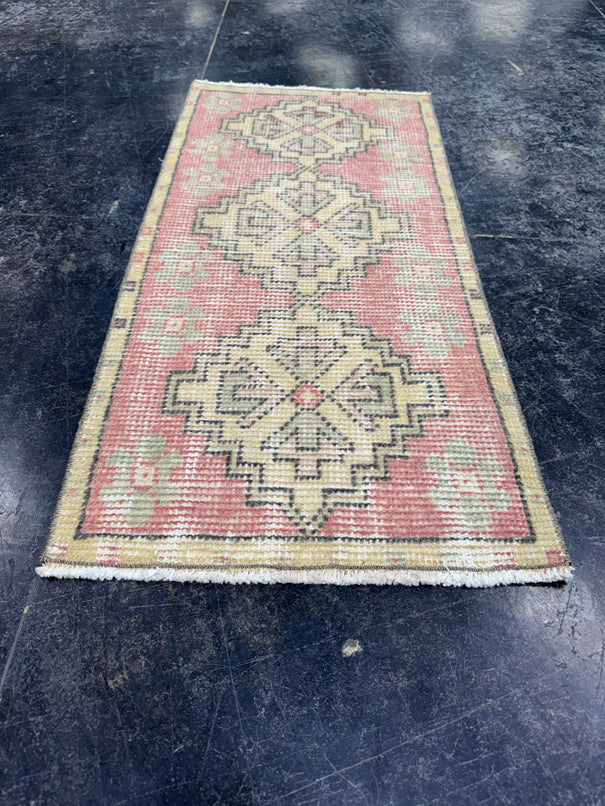 Turkish Mini Rug Oriental Hand Knotted Vintage Rug  1'5'' x  3' #12246