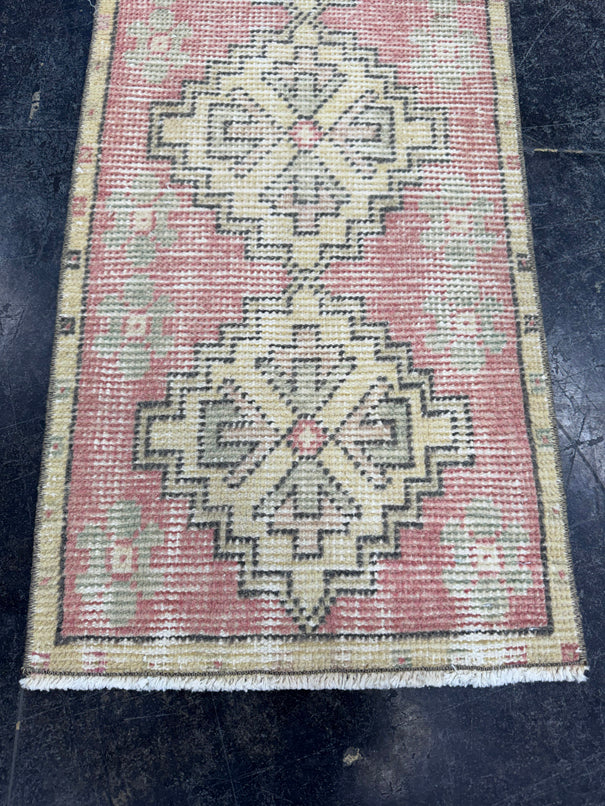 Turkish Mini Rug Oriental Hand Knotted Vintage Rug  1'5'' x  3' #12246