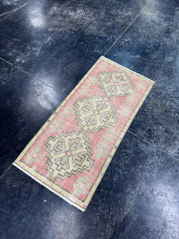 Turkish Mini Rug Oriental Hand Knotted Vintage Rug  1'5'' x  3' #12246