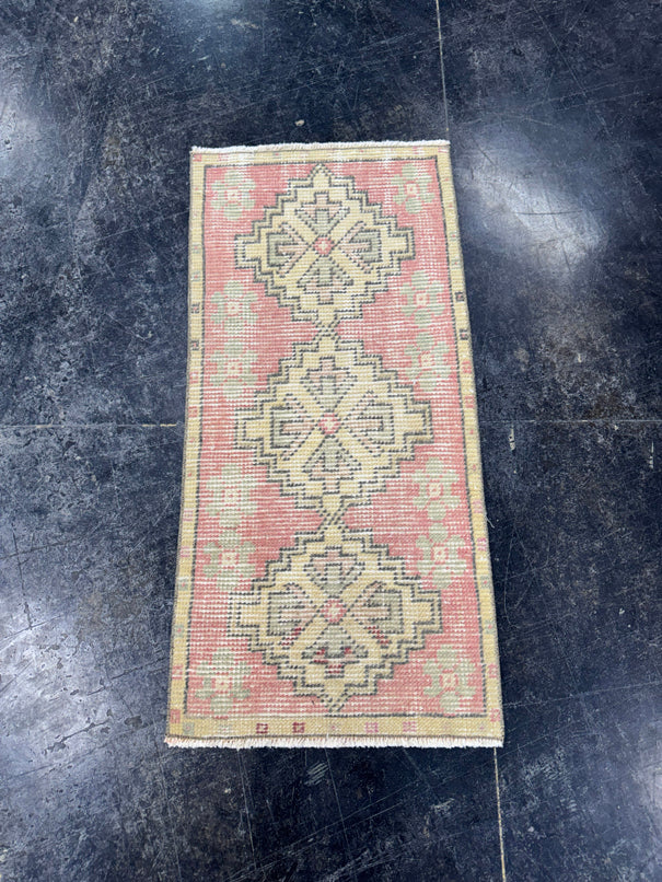 Turkish Mini Rug Oriental Hand Knotted Vintage Rug  1'5'' x  3' #12246