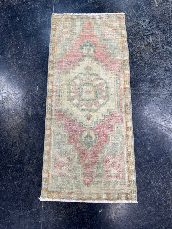 Turkish Mini Rug Oriental Hand Knotted Vintage Rug  1'5'' x  3'3'' #12248