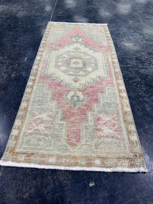 Turkish Mini Rug Oriental Hand Knotted Vintage Rug  1'5'' x  3'3'' #12248