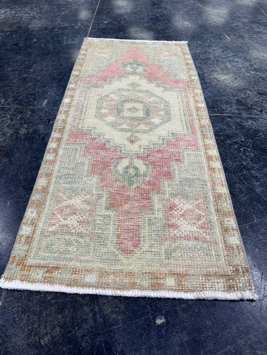 Turkish Mini Rug Oriental Hand Knotted Vintage Rug  1'5'' x  3'3'' #12248