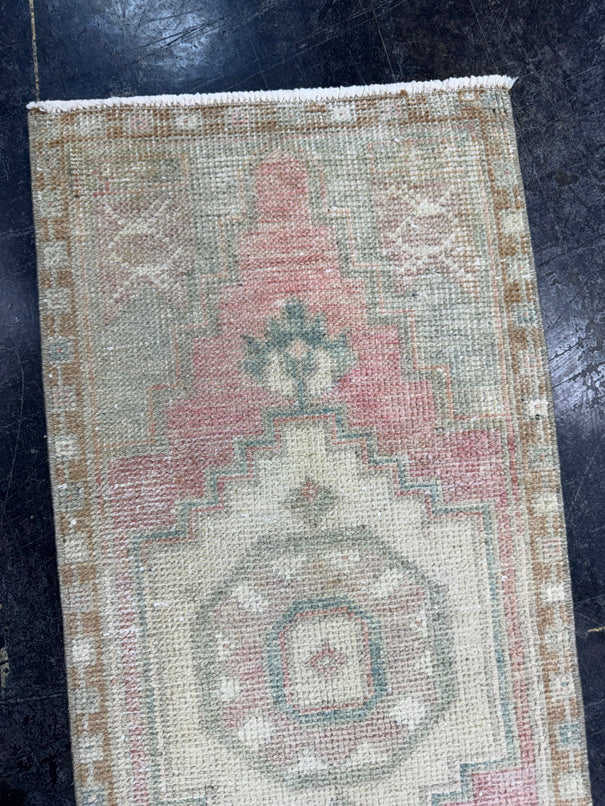 Turkish Mini Rug Oriental Hand Knotted Vintage Rug  1'5'' x  3'3'' #12248