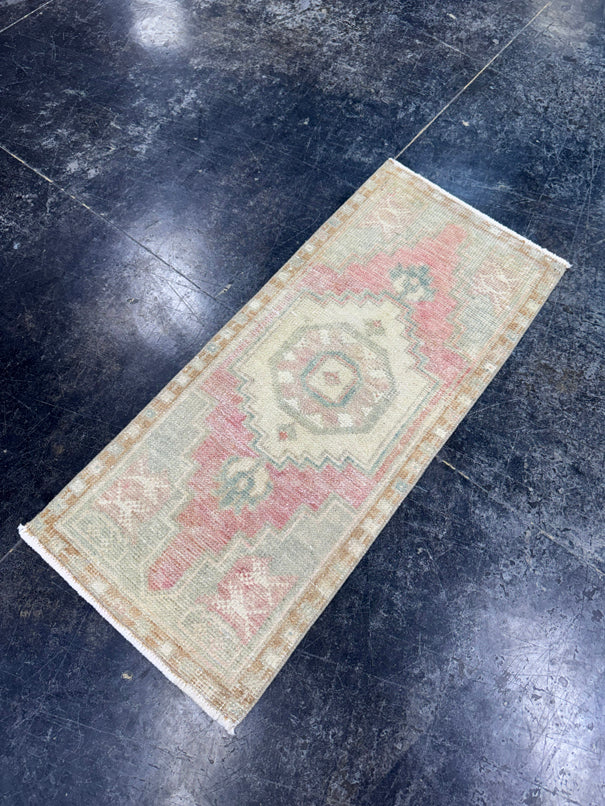Turkish Mini Rug Oriental Hand Knotted Vintage Rug  1'5'' x  3'3'' #12248