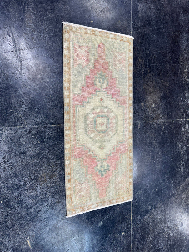 Turkish Mini Rug Oriental Hand Knotted Vintage Rug  1'5'' x  3'3'' #12248