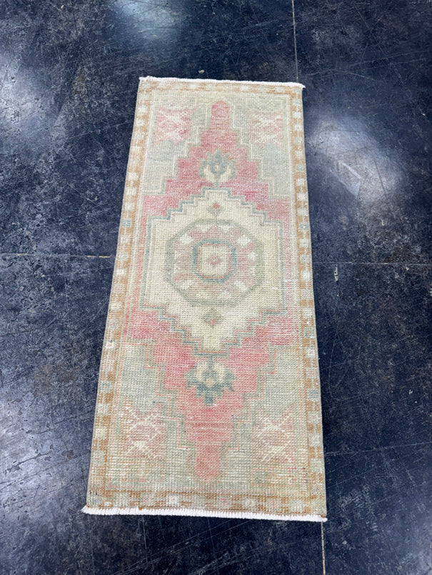 Turkish Mini Rug Oriental Hand Knotted Vintage Rug  1'5'' x  3'3'' #12248