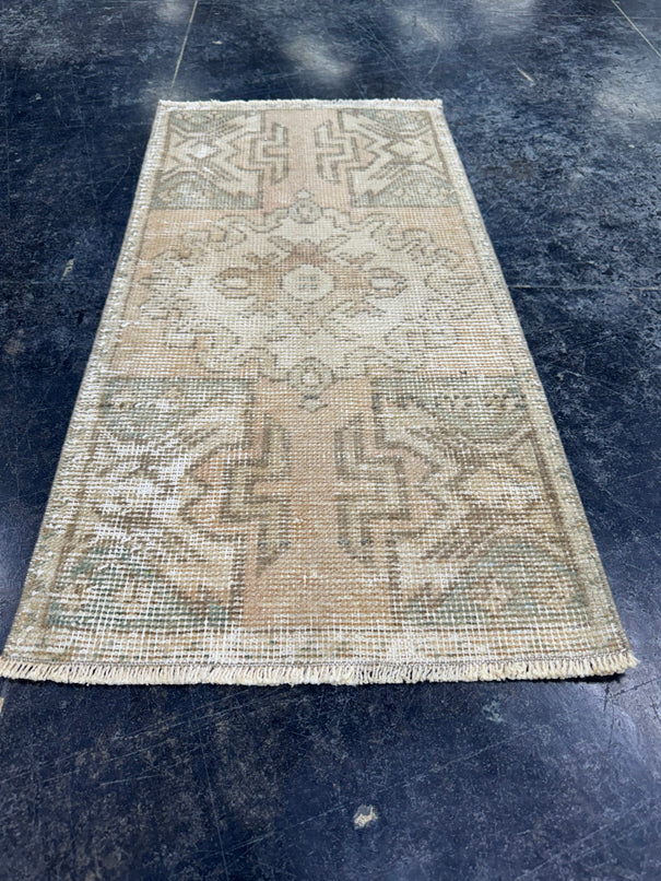 Turkish Mini Rug Oriental Hand Knotted Vintage Rug  1'6'' x  3' #12249
