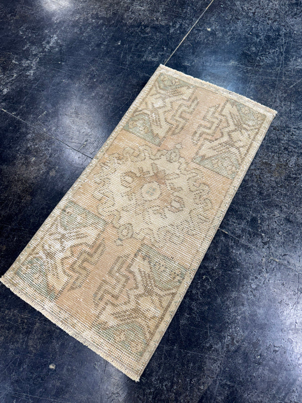 Turkish Mini Rug Oriental Hand Knotted Vintage Rug  1'6'' x  3' #12249
