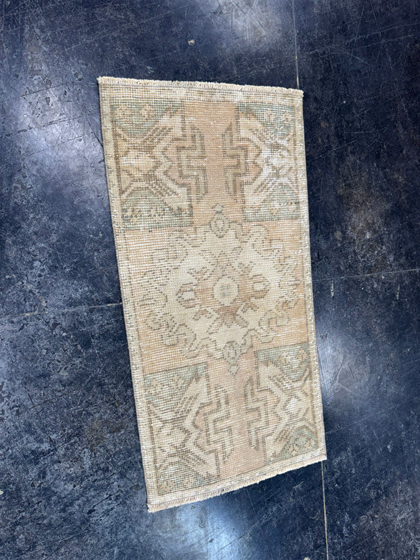 Turkish Mini Rug Oriental Hand Knotted Vintage Rug  1'6'' x  3' #12249
