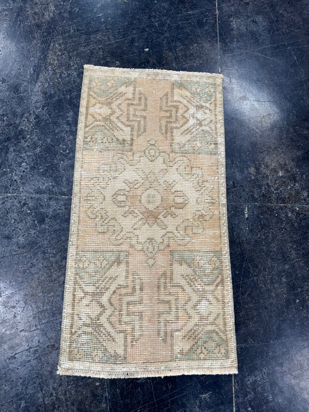 Turkish Mini Rug Oriental Hand Knotted Vintage Rug  1'6'' x  3' #12249