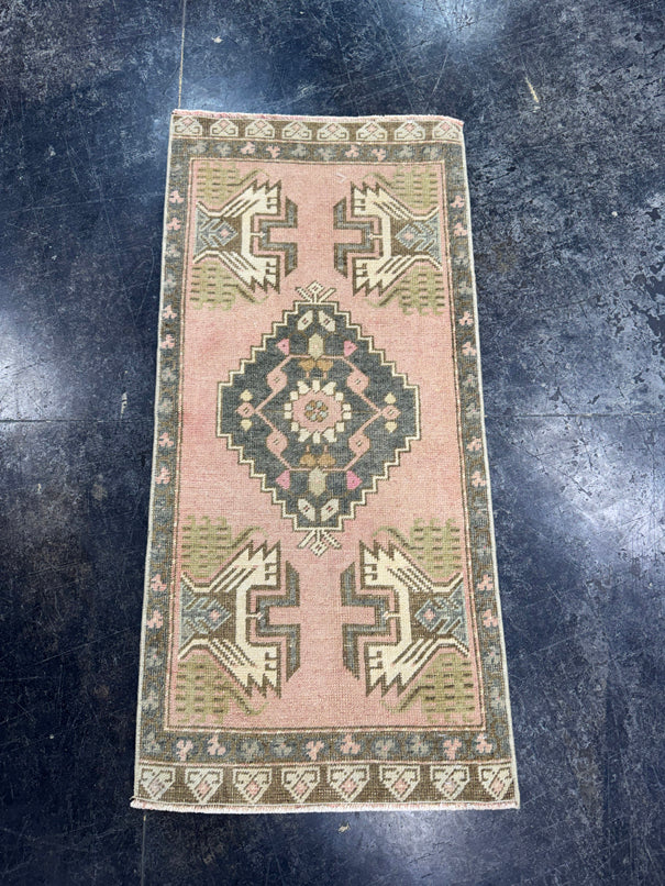 Turkish Mini Rug Oriental Hand Knotted Vintage Rug  1'8'' x  3'6'' #12243