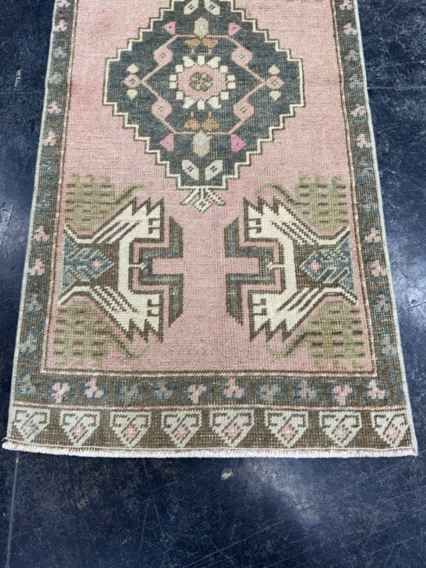 Turkish Mini Rug Oriental Hand Knotted Vintage Rug  1'8'' x  3'6'' #12243