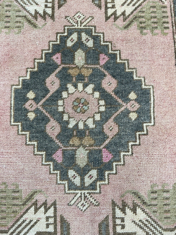 Turkish Mini Rug Oriental Hand Knotted Vintage Rug  1'8'' x  3'6'' #12243