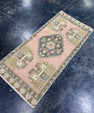 Turkish Mini Rug Oriental Hand Knotted Vintage Rug  1'8'' x  3'6'' #12243